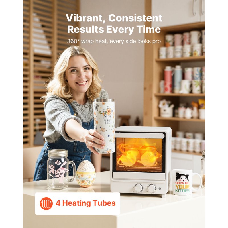 Sublimation Oven Machine - 13 Qt for Tumblers & Mugs, Includes Heat Gloves & Shrink Film