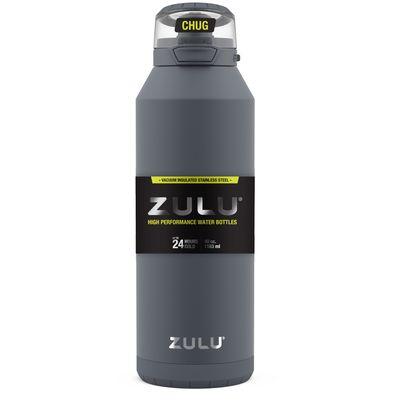 40oz Stainless Steel Water Bottle with Locking Lid - Gray