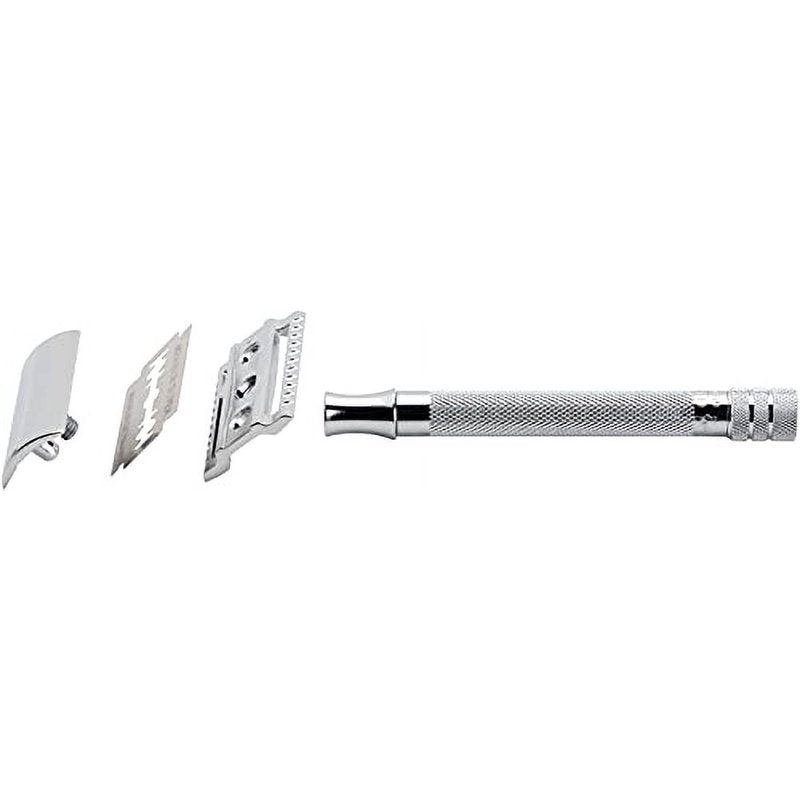 Long Handled Double Edge Safety Razor - Chrome Finish