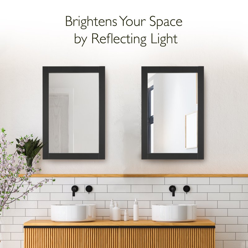 Design House Shorewood 20 x 30 Inch Wall Accent Mirror - Matte Black