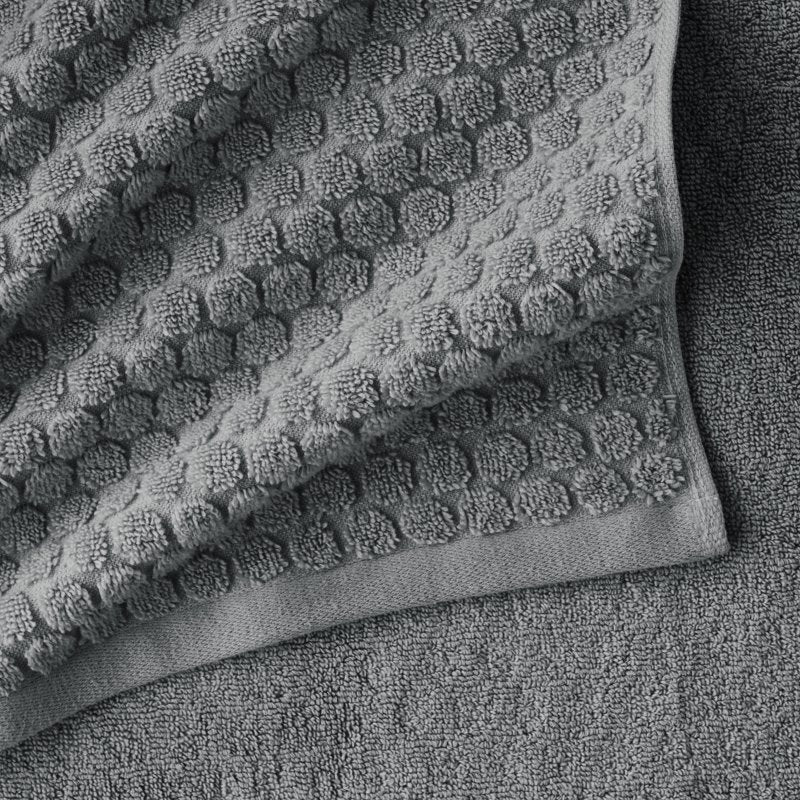 Beautiful by Drew Barrymore 6-Piece Dot Bath Towel Set - Charcoal Gray, 100% Cotton