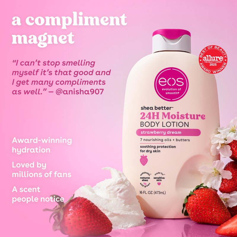 Shea Better Body Lotion for Dry Skin - Strawberry Dream, 16 fl oz