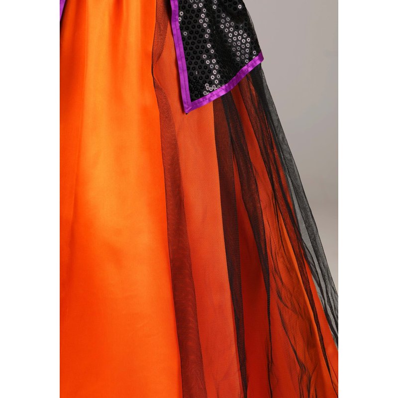 Toddler Halloween Witch Costume with Light-Up Skirt - Orange & Black