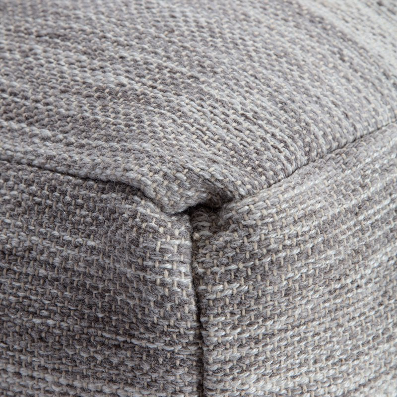 Anji Mountain Cotton Polyester Square Poufs - Gray & Ivory Handmade Ottoman