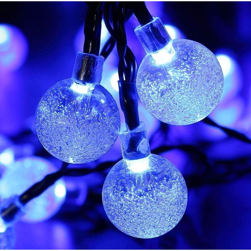 22M Blue Solar Crystal Ball String Lights Waterproof LED Globe Fairy Lights - 8 Modes