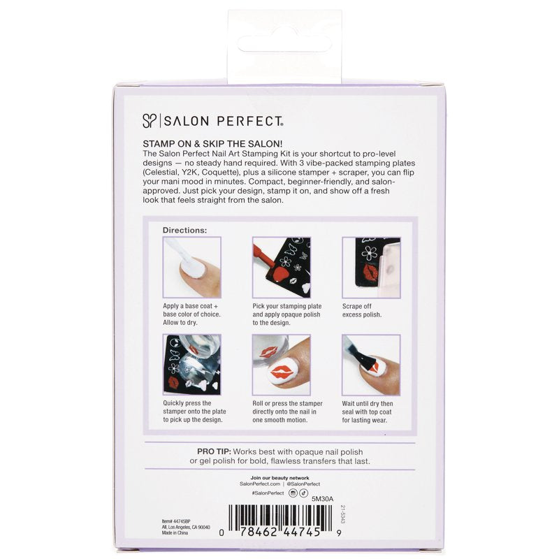 Nail Art Stamping Kit with 3 Plates, Silicone Stamper and Scraper