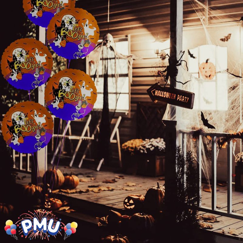 Halloween Mylar Foil Balloons Pack of 5 - 18 Inch Lets Boogie Design