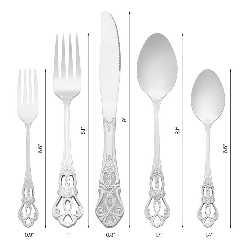 20-Piece Stainless Steel Floral Flatware Set - Silver