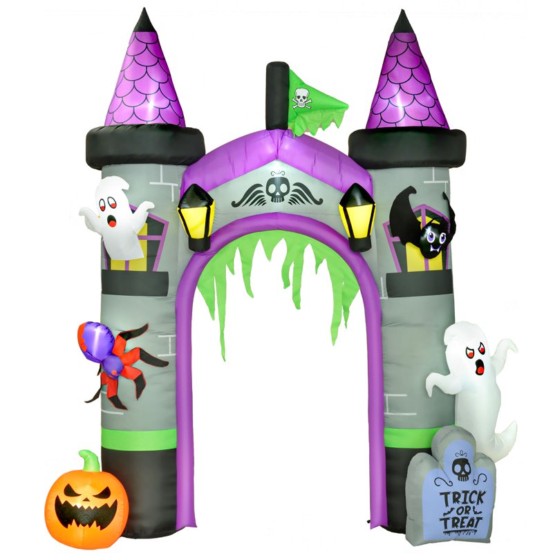 Halloween Inflatable Archway Ghost Pumpkin Spider with LED Lights - 11.8' Large Decor, Outdoor Indoor