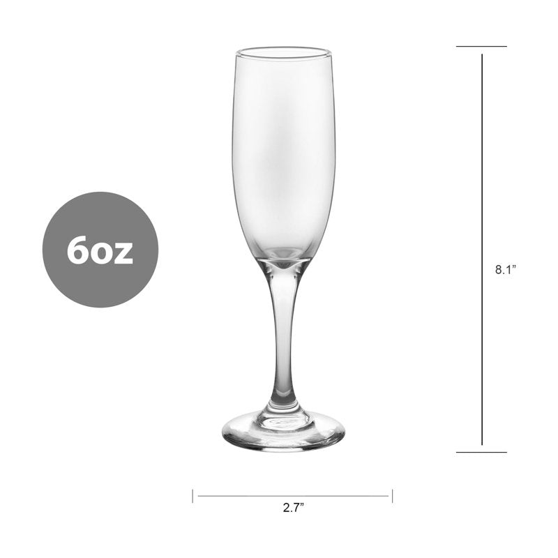 6 oz Glass Champagne Flute - 4 Pack for Special Occasions