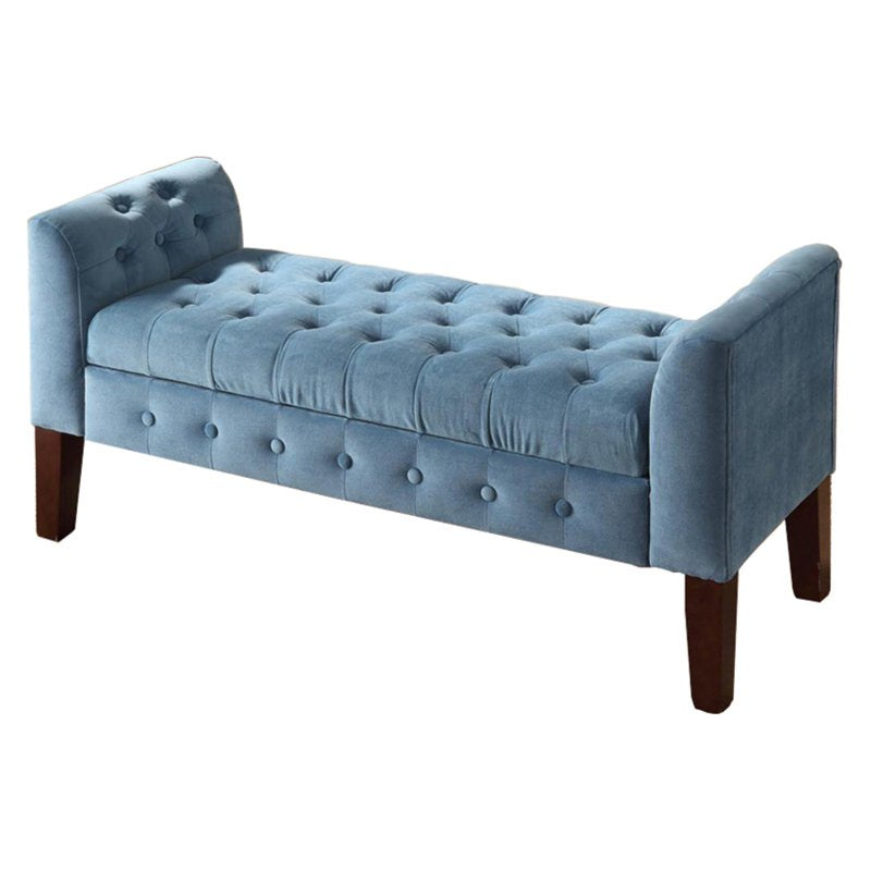 Velvet Tufted Storage Bench - 50" W x 18" D x 23" H - Teal