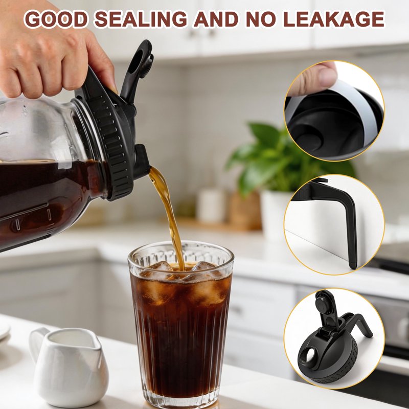 64 oz Cold Brew Coffee Maker - Glass Pitcher with Stainless Steel Filter