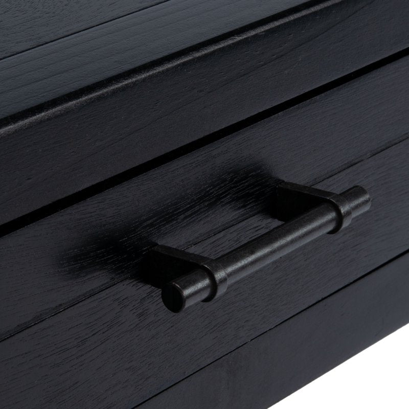 Solid Black Coffee Table with 2 Drawers & Shelf