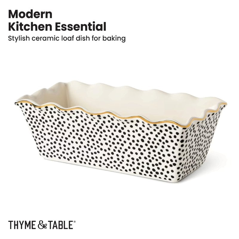 9" Ceramic Loaf Pan - Dot Pattern Bakeware