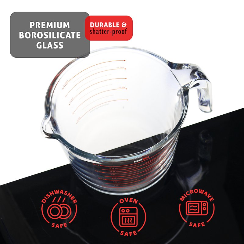 3-Piece Borosilicate Glass Measuring Cup Set - Dishwasher Safe