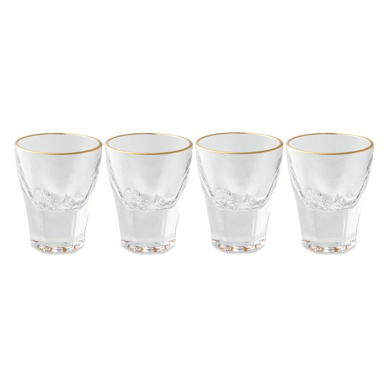 Scalloped Shot Glass Set - 4 Pack of Thyme & Table Glasses