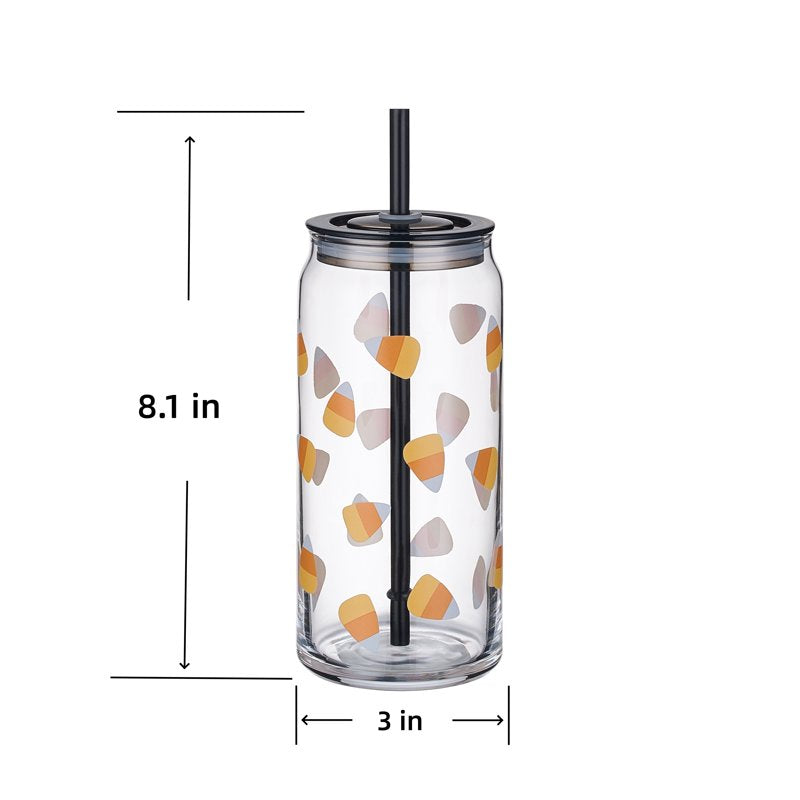 Candy Corn Glass Can Sipper - 20 oz, 2-Pack