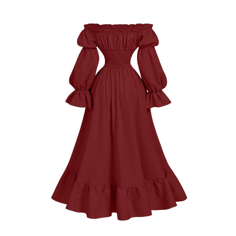 Gothic Corset Maxi Dress for Women - Halloween Victorian Long Dress BB-Wine XL