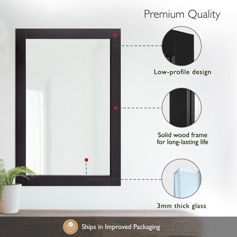 Design House Shorewood 20 x 30 Inch Wall Accent Mirror - Matte Black