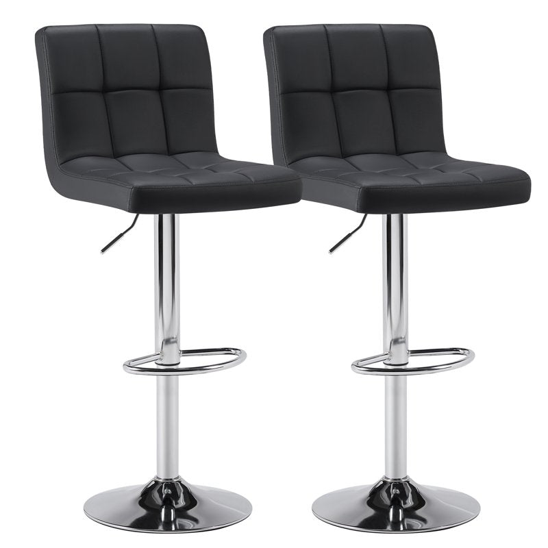 Adjustable Swivel PU Leather Bar Stools - Set of 2, Black