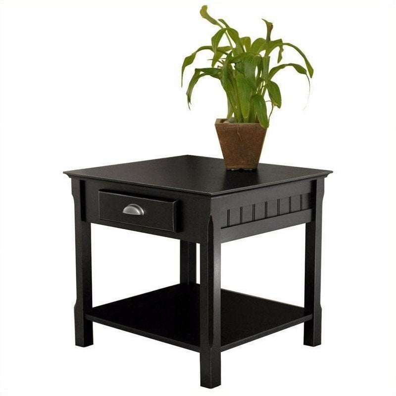 End Table with Drawer - Black Finish, Timber Collection
