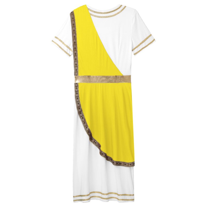 Men's Greek Toga Costume Short Sleeve Tunic with Belt - Yellow 3XL