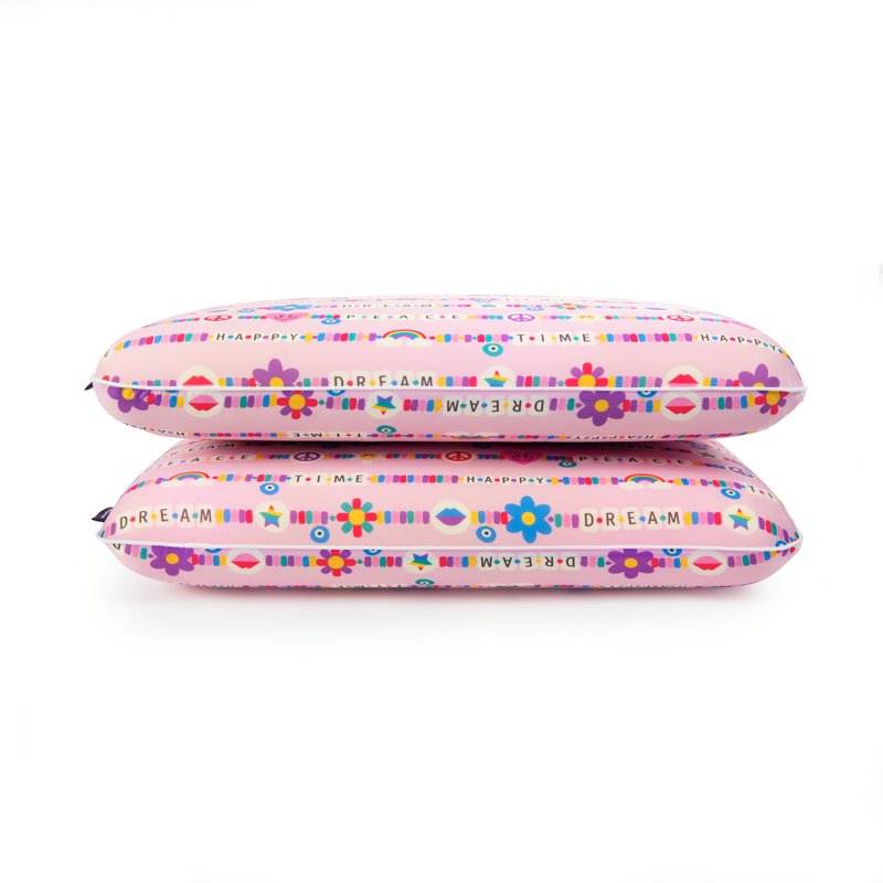 Memory Foam Pillow with Cool Touch Cover, Standard/Queen, Pink Friendship Bracelet 2 Pack – Travel & Sleep Support