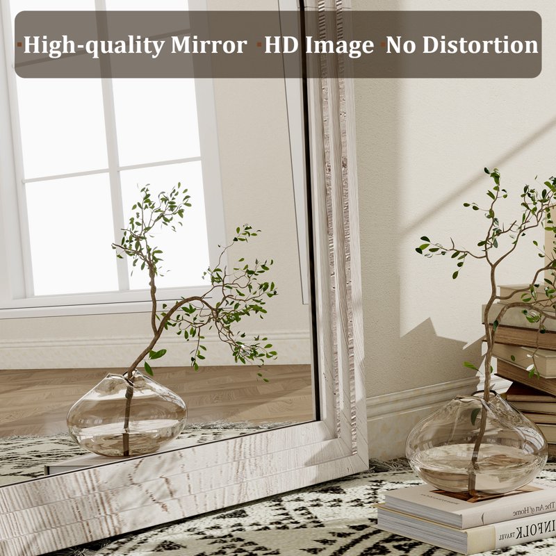 30x40 Arched Wooden Wall Mirror - White Framed Bathroom & Living Room Decor
