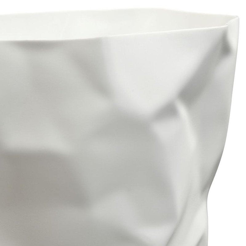 Modern White Plastic Trash Can with Crumpled Design