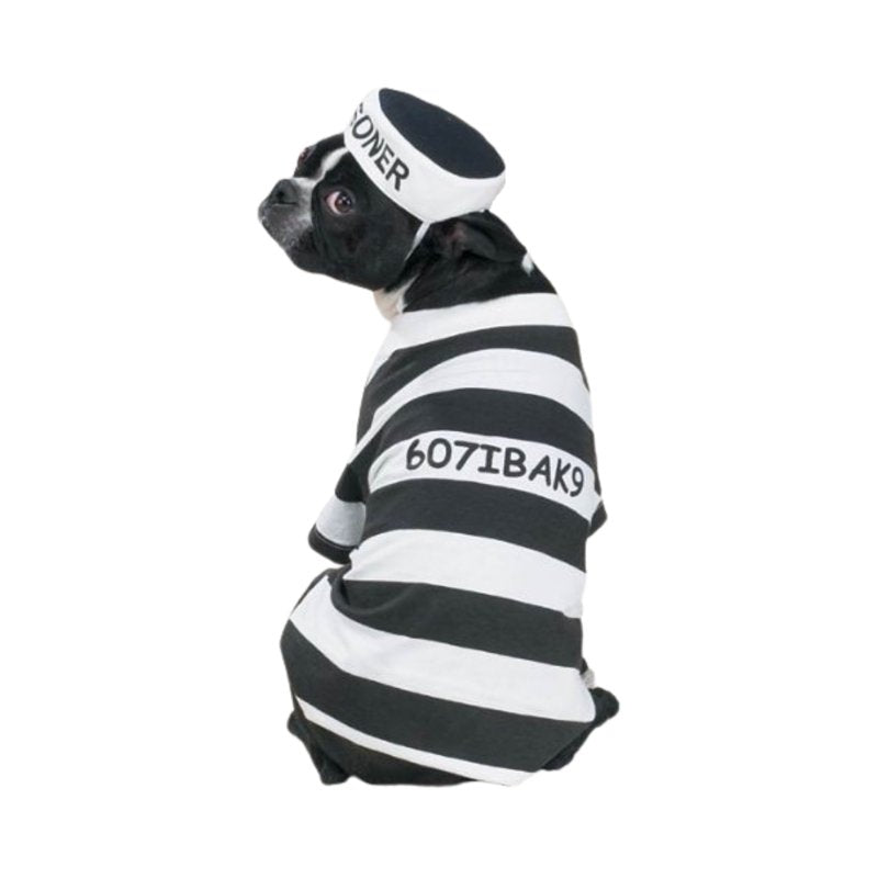 Pet Prisoner Costume for Dogs Small - Black and White Striped Dog Outfit, Trick-or-Treat & Halloween Costume