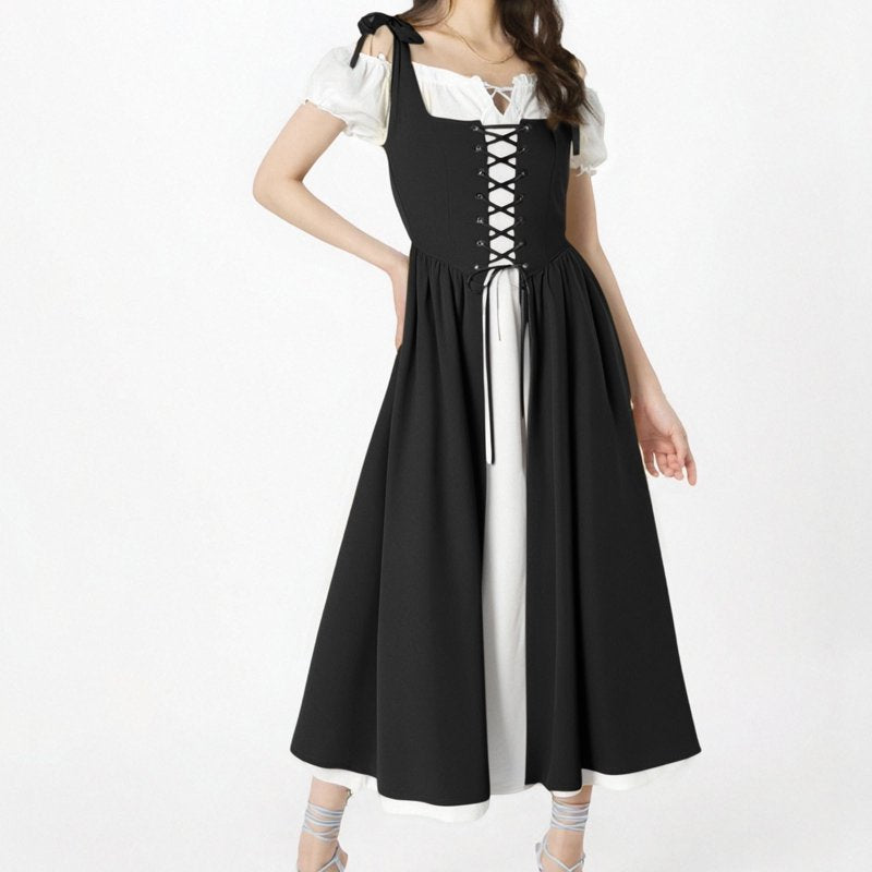 XXL Renaissance Medieval Dress for Women Vintage Costume Black - Pirate & Irish Style