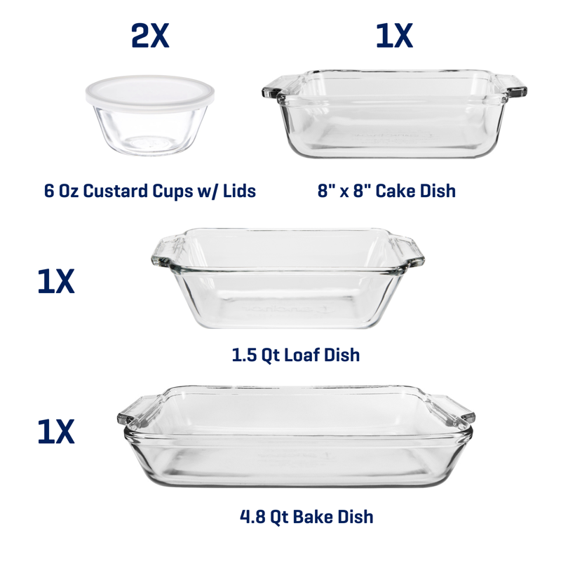 7-Piece Glass Baking Dish Set - Oven Safe to 425°F