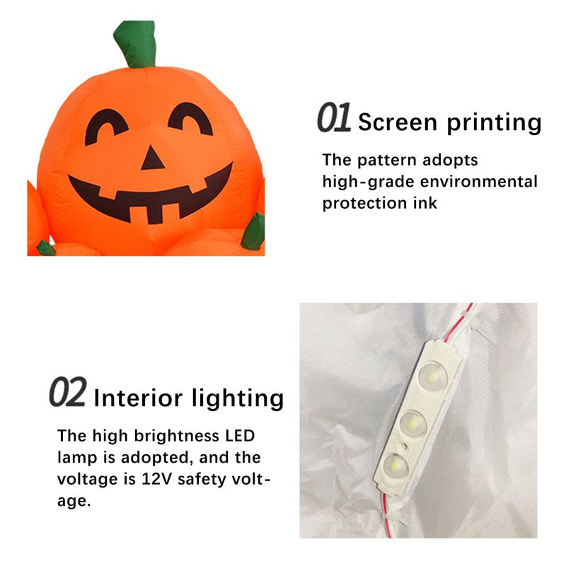 Halloween Inflatable Pumpkin Decor Set - 2.2m Tall, 7 Pieces - Variation B