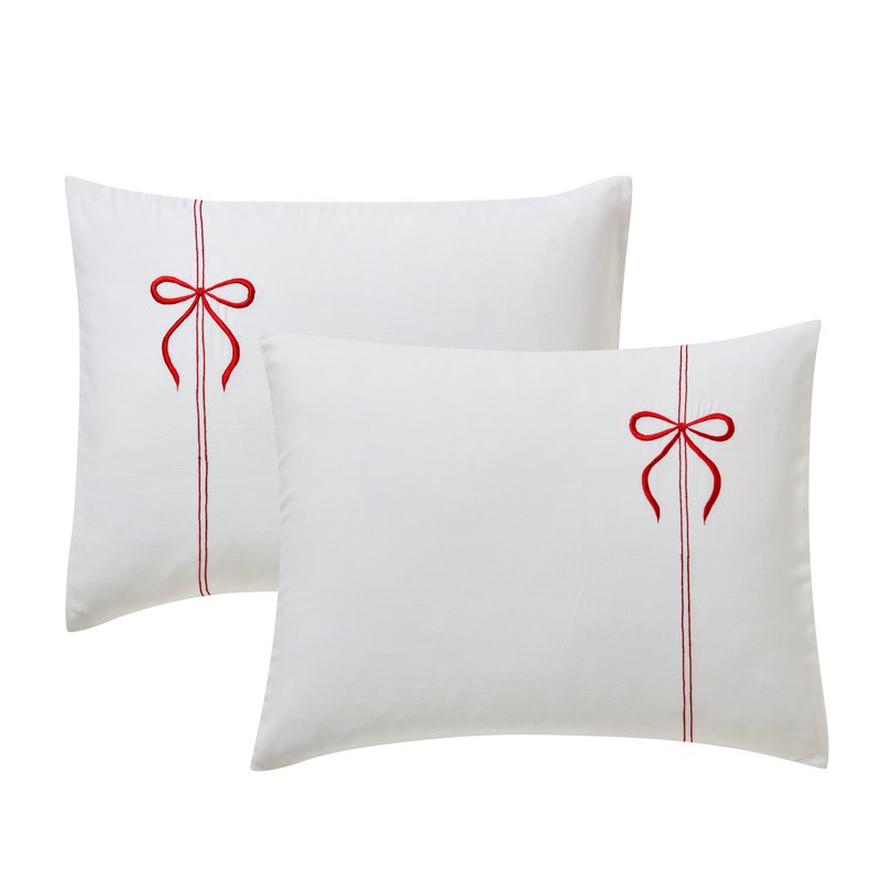 Full/Queen Comforter Set with Embroidered Border and Microfiber Reverse - Bright White