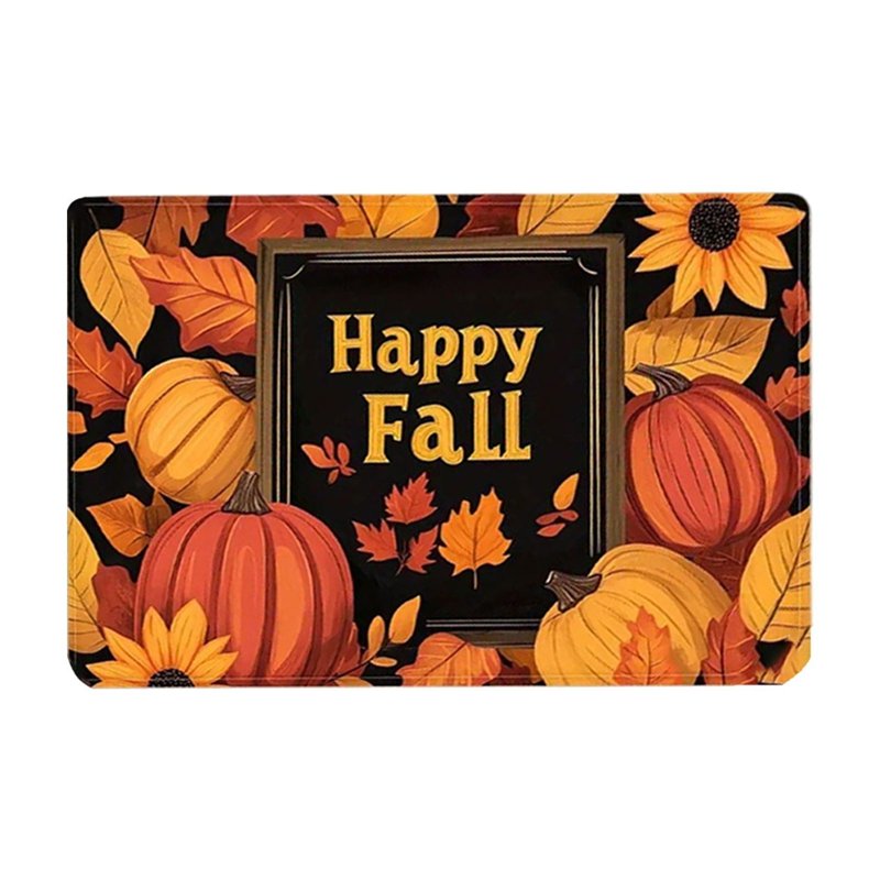 Syligr Halloween Thanksgiving Doormat with Maple Leaf & Pumpkin - Variation B