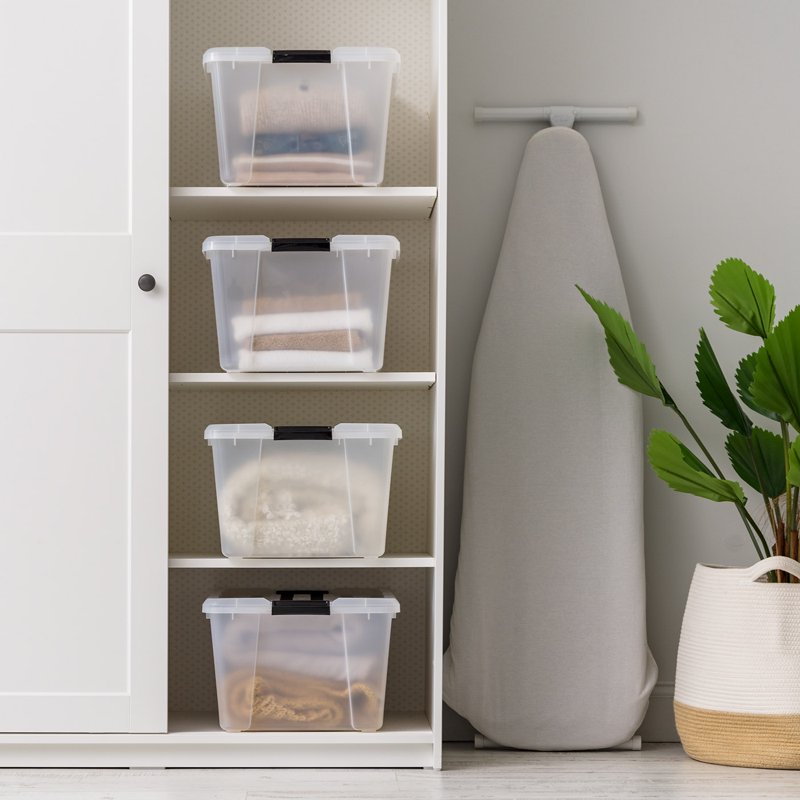 Stackable Plastic Storage Bins with Lids - 45 Qt, 4 Pack