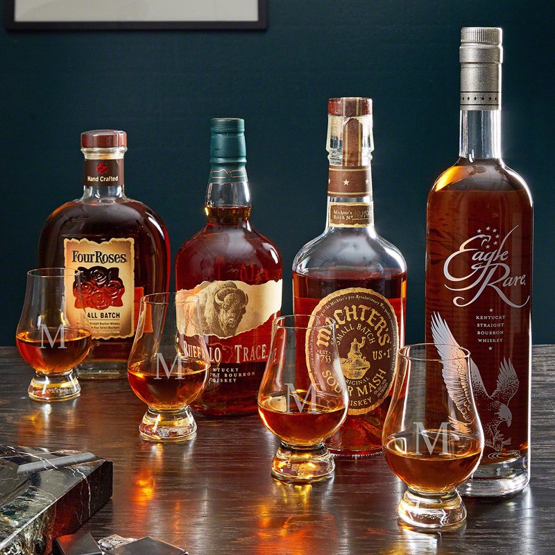 Engraved Whiskey Decanter Set with Glencairn Glasses - 3 Pieces