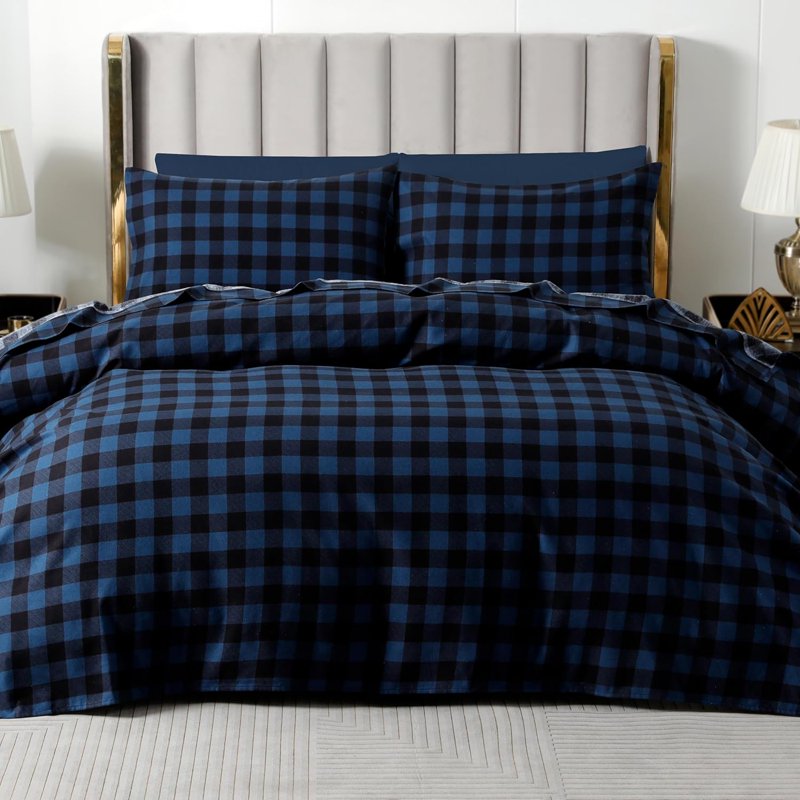 Elegant Comfort Cotton Flannel Sheet Set - Full Size, Blue, Deep Pocket