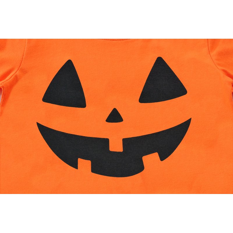 Toddler Boys Halloween Pumpkin Graphic Tee Shirt - Orange 2T