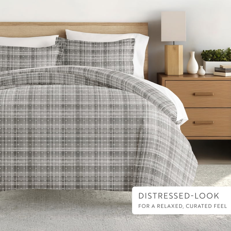 Twin XL Gray Polka Dot Duvet Cover Set - 2-Piece Microfiber Bedding