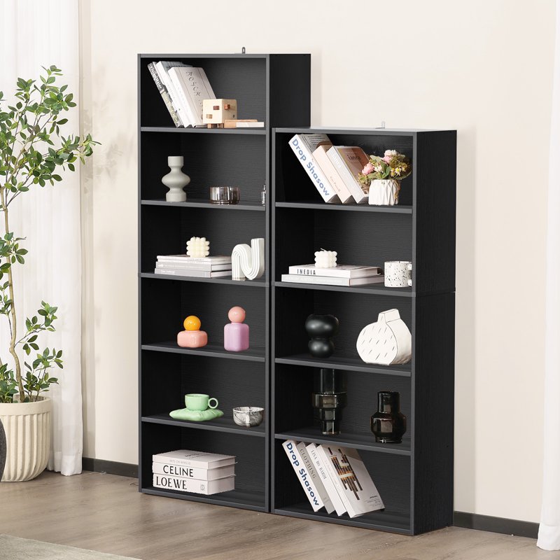 5-Shelf Wooden Bookcase - Floor Standing Storage Shelves