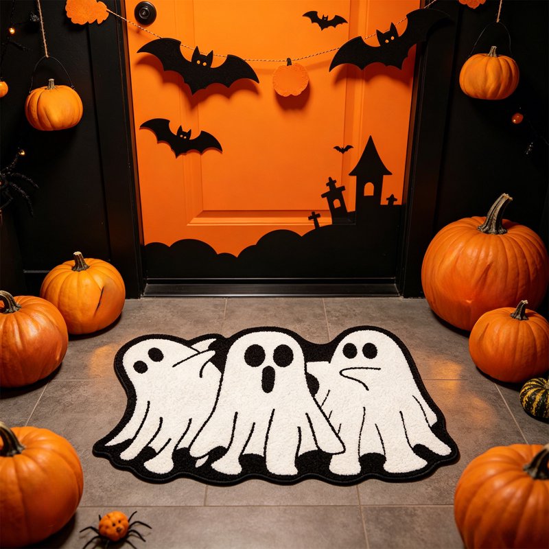 Halloween Ghost Door Mat 23.6x15.7in Plush Welcome Trick-or-Treat Indoor Rug - Variation of 44_Cute Plush Ghost Rug_23.62x15.75in_AR