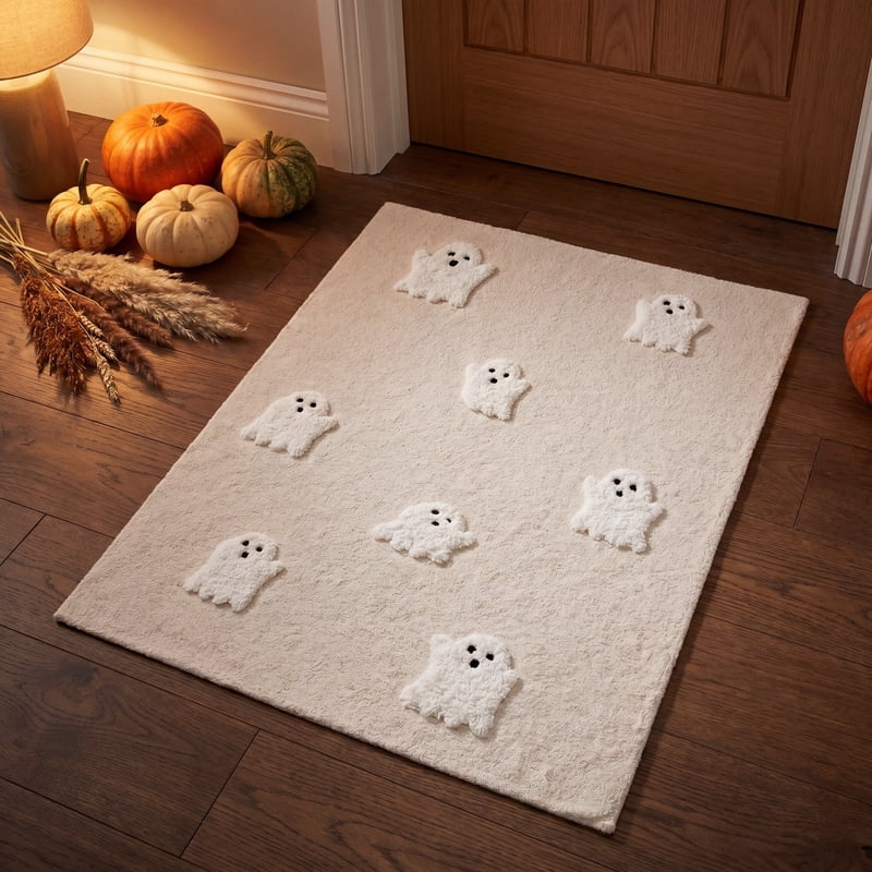 Halloween Ghost Doormat K - 15.8x23.6 Inch Non-Slip Absorbent Front Door Mat