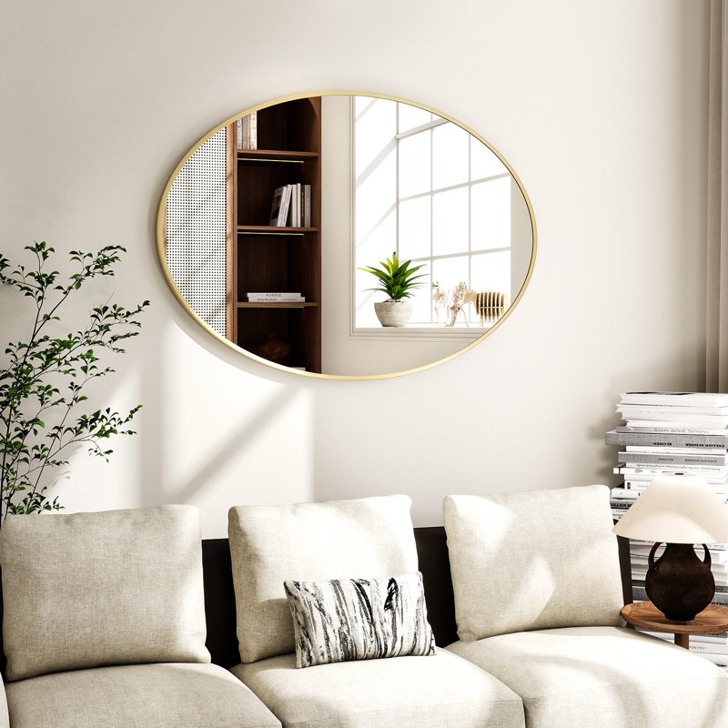 Oval Bathroom Mirror 20x28 Inches Wall Mirror Gold - Elegant & Durable