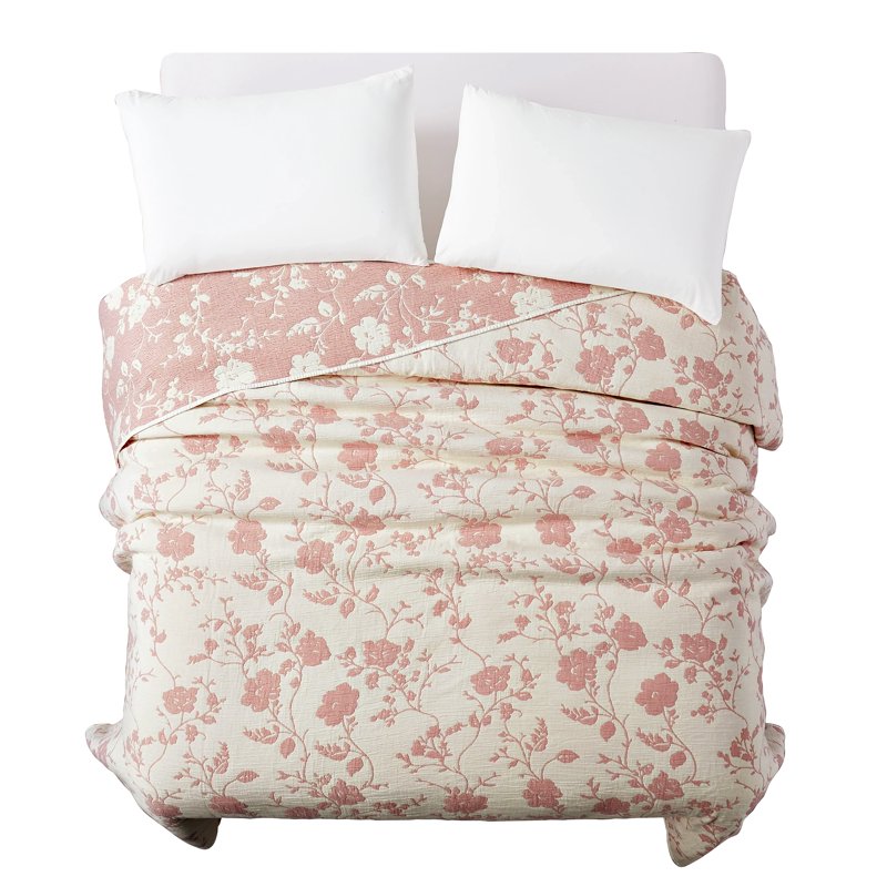 The Pioneer Woman Agatha Floral Gauze Quilt - King, Rose Pink & White, Reversible