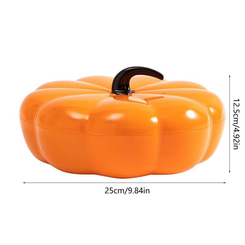 Pumpkin Serving Bowl with Lid - Divided Food Display Tray for Halloween & Fall Parties