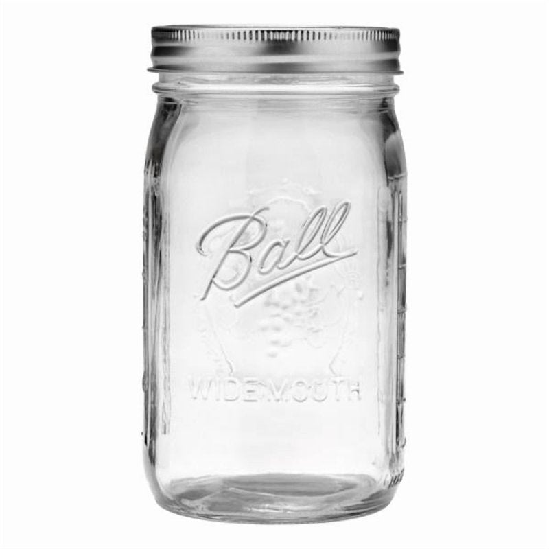 32 oz Wide Mouth Glass Mason Jars with Lids - 12 Count