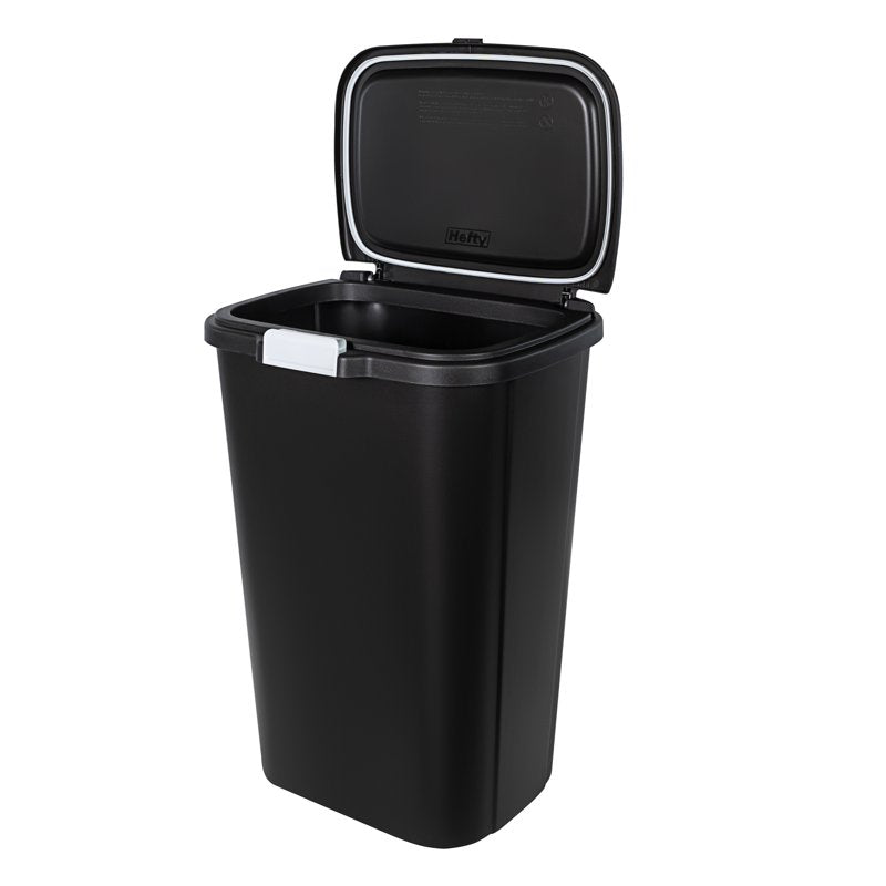 13 Gallon Kitchen Trash Can - Plastic Odor Block Touch Top Bin - Black