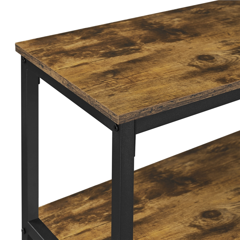 Rustic Wooden Console Table with 3 Storage Shelves
