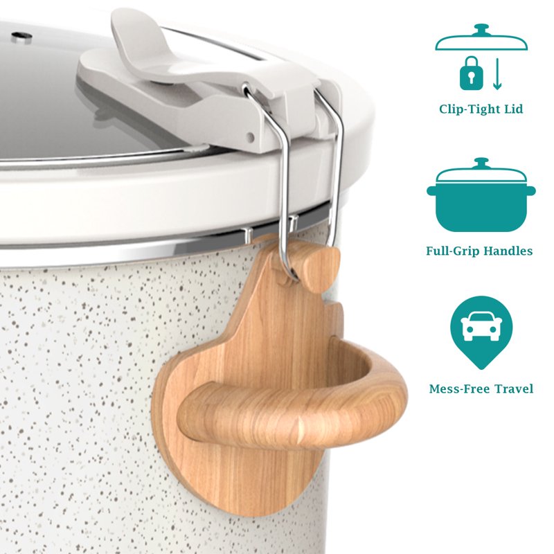 6-Quart Portable Slow Cooker - Teal Speckle with Locking Lid